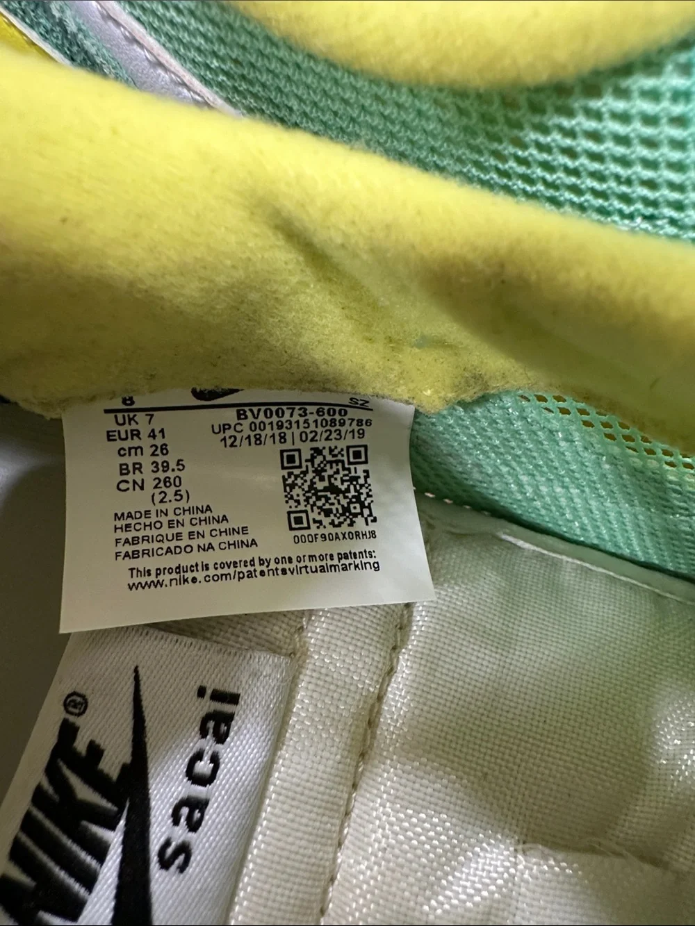 Nike Sacai Retro Runner in Teal, Aqua & Yellow   473